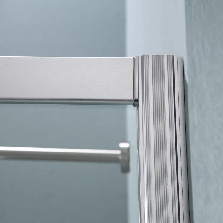 Mocoloo 60" W x 72" H Single Sliding Semi-Frameless Shower Door HMS-MOM-6A21-4-60SS