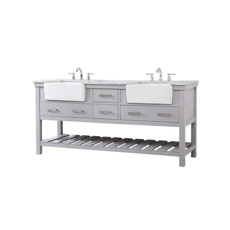 Pelaghia 72'' Double Bathroom Vanity with Marble Top