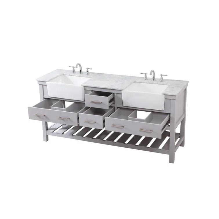 Pelaghia 72'' Double Bathroom Vanity with Marble Top