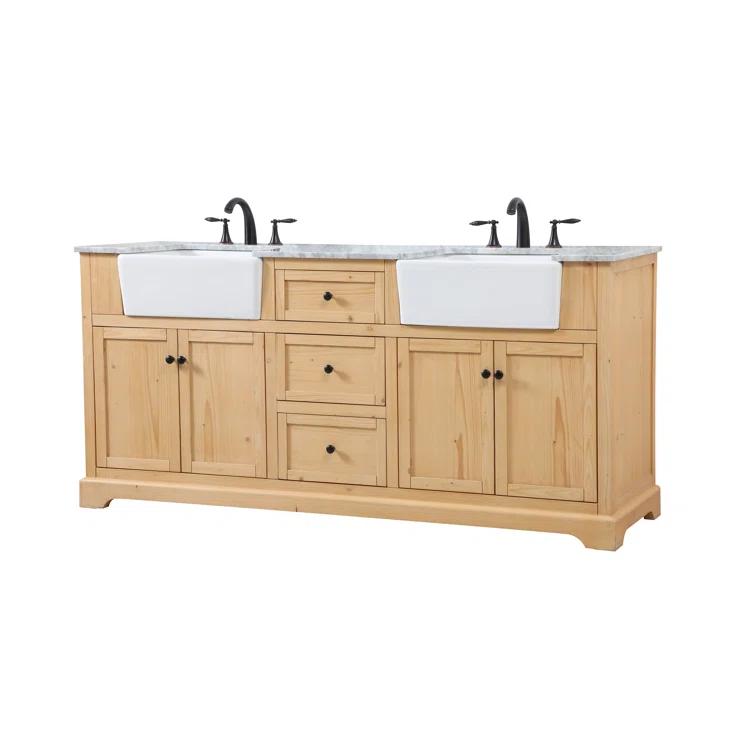 Pardue 72'' Double Bathroom Vanity with Marble Top