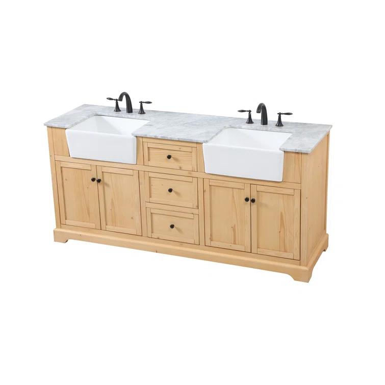 Pardue 72'' Double Bathroom Vanity with Marble Top