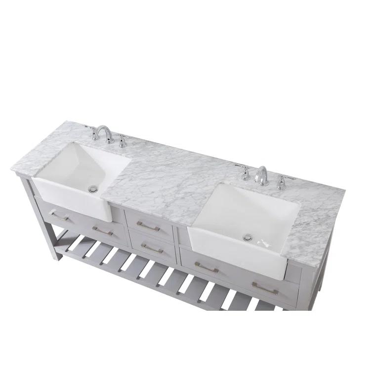 Pelaghia 72'' Double Bathroom Vanity with Marble Top