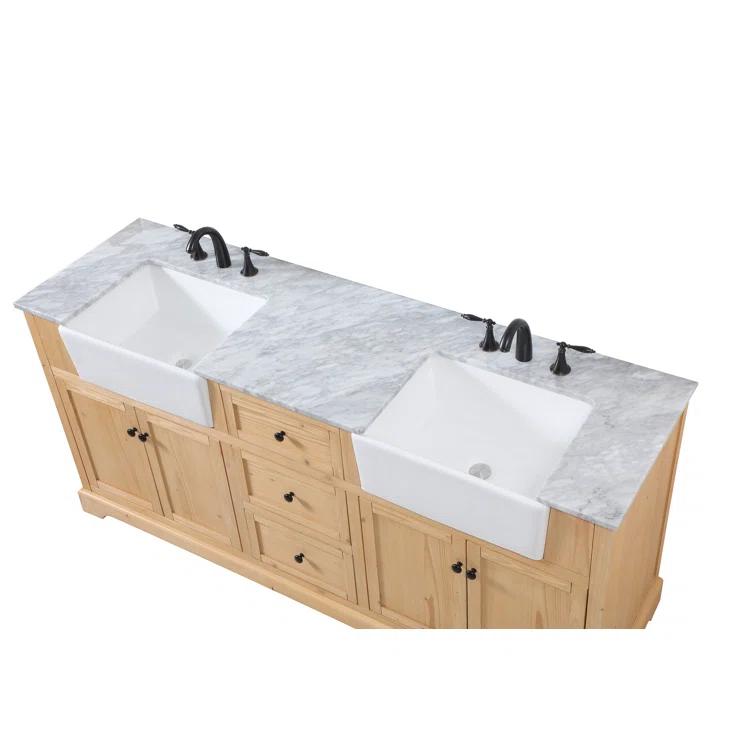 Pardue 72'' Double Bathroom Vanity with Marble Top