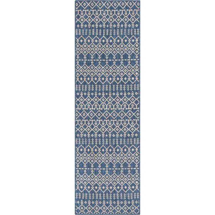 Marshanna Nord Trellis Blue Indoor/Outdoor Flat-Weave Area Rug