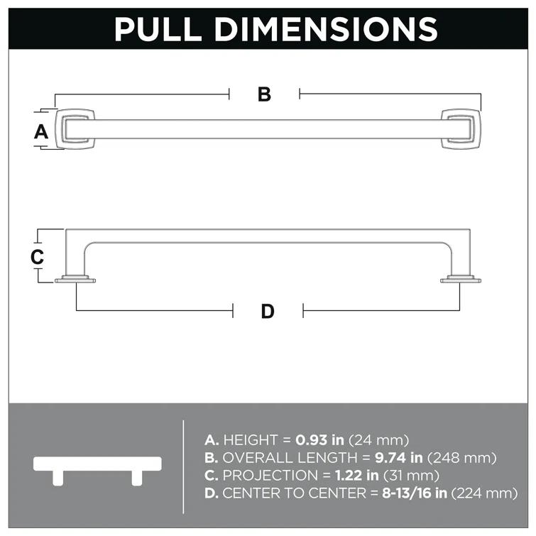 Parow 8 13/16" Center to Center Appliance Pull