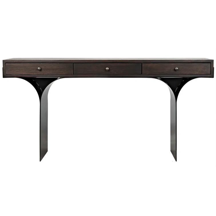 Truss Solid Wood Top Metal Base Writing Desk