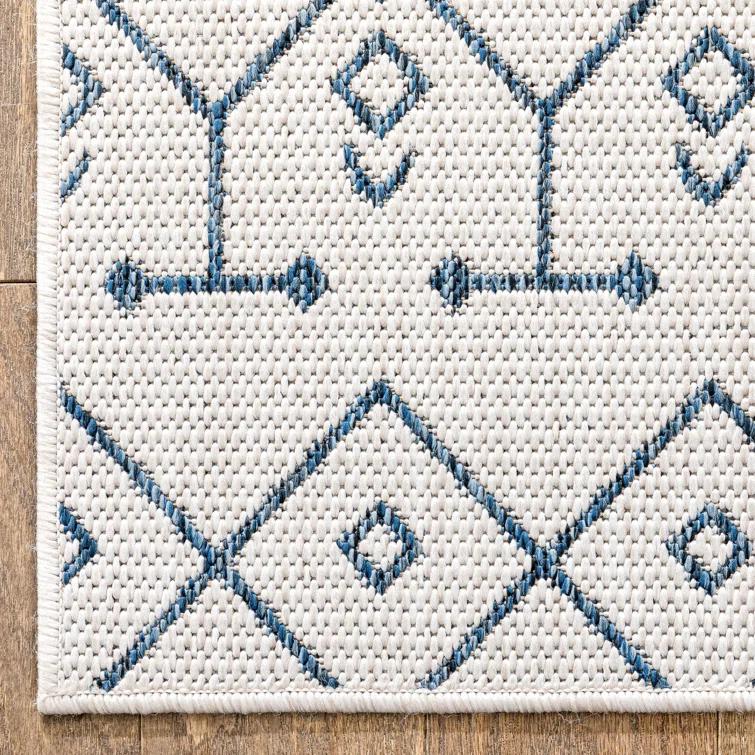 Marshanna Nord Trellis Light Blue Indoor/Outdoor Flat-Weave Area Rug