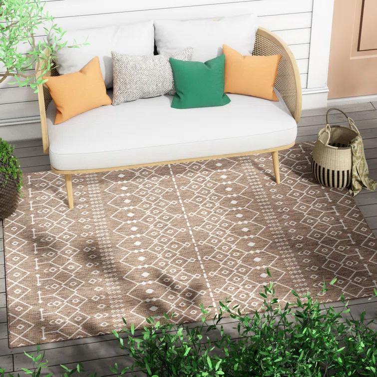 Marshanna Nord Trellis Brown/Taupe Indoor/Outdoor Flat-Weave Area Rug
