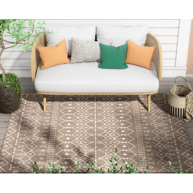 Marshanna Nord Trellis Brown/Taupe Indoor/Outdoor Flat-Weave Area Rug