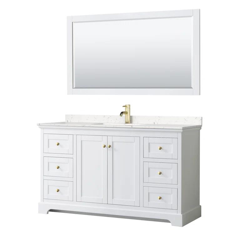 Wyndham Collection Avery 60'' Single Bathroom Vanity with Stone Top with Mirror