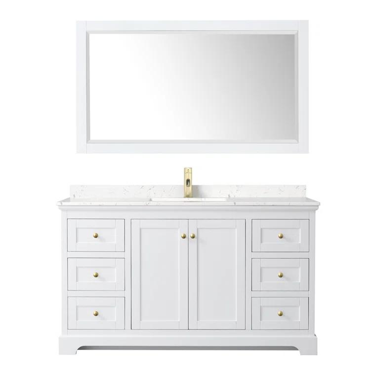Wyndham Collection Avery 60'' Single Bathroom Vanity with Marble Top with Mirror