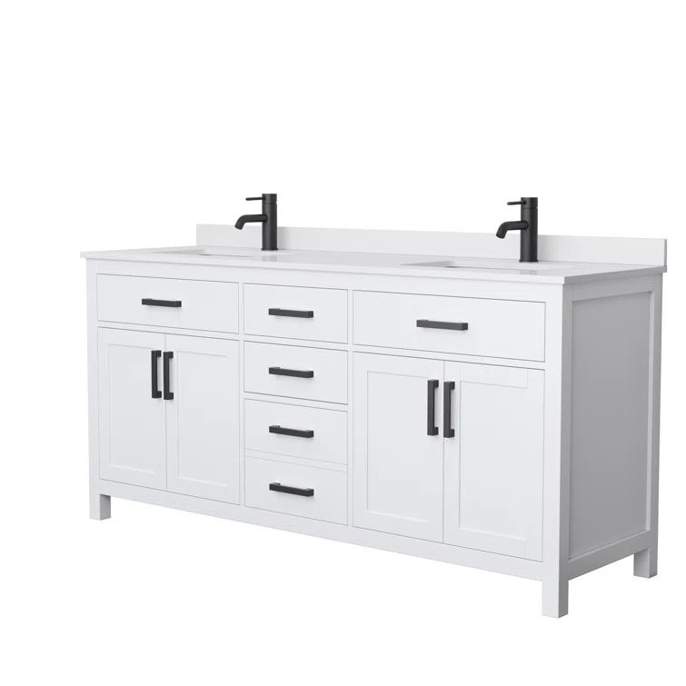 Beckett 72" Freestanding Double Bathroom Vanity with Cultured Marble Top