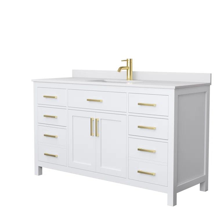 Beckett 60" Freestanding Single Bathroom Vanity with Cultured Marble Top