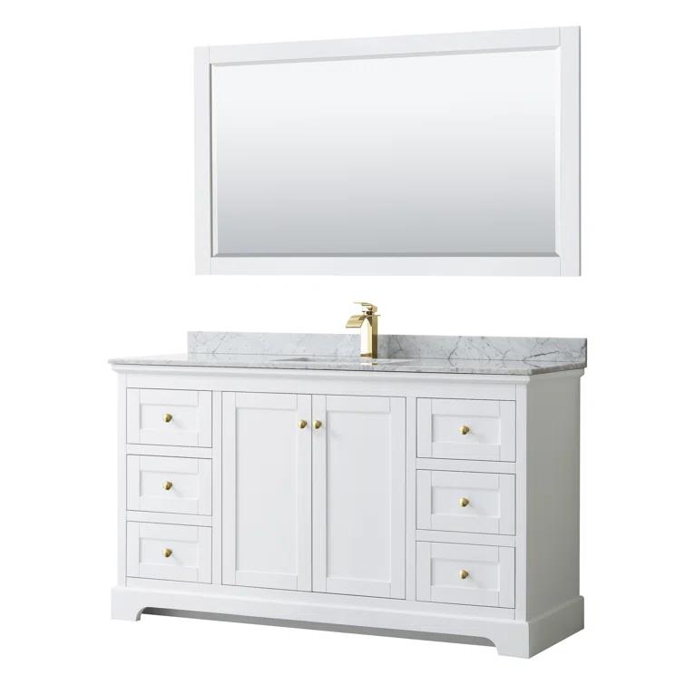 Wyndham Collection Avery 60'' Single Bathroom Vanity with Marble Top with Mirror