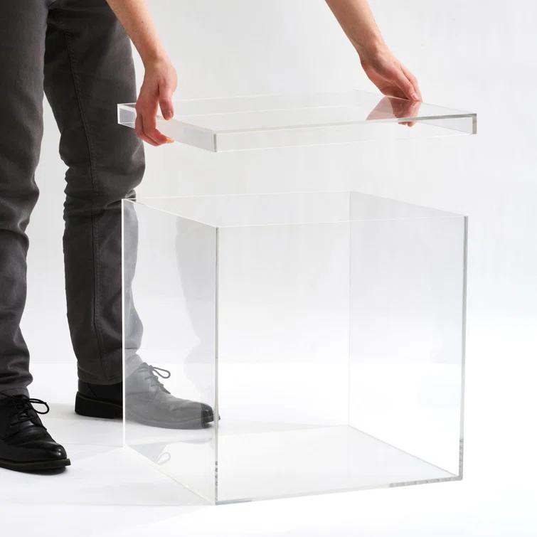Lucite Clear Square Pet Toy Storage Cube with Removable Lid - 12"
