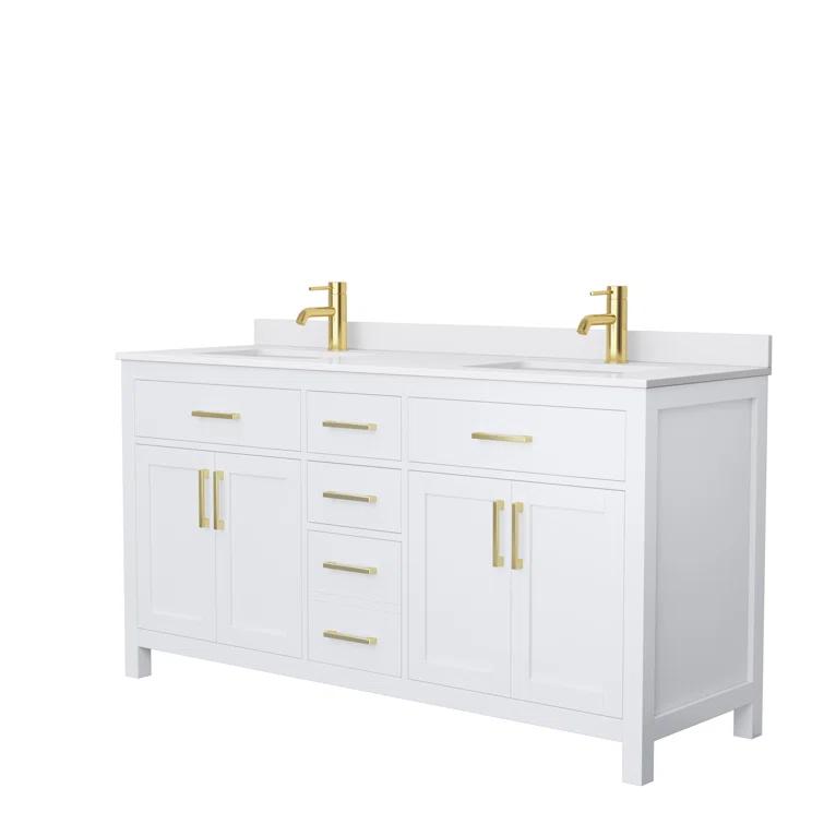 Beckett 66" Freestanding Double Bathroom Vanity with Cultured Marble Top