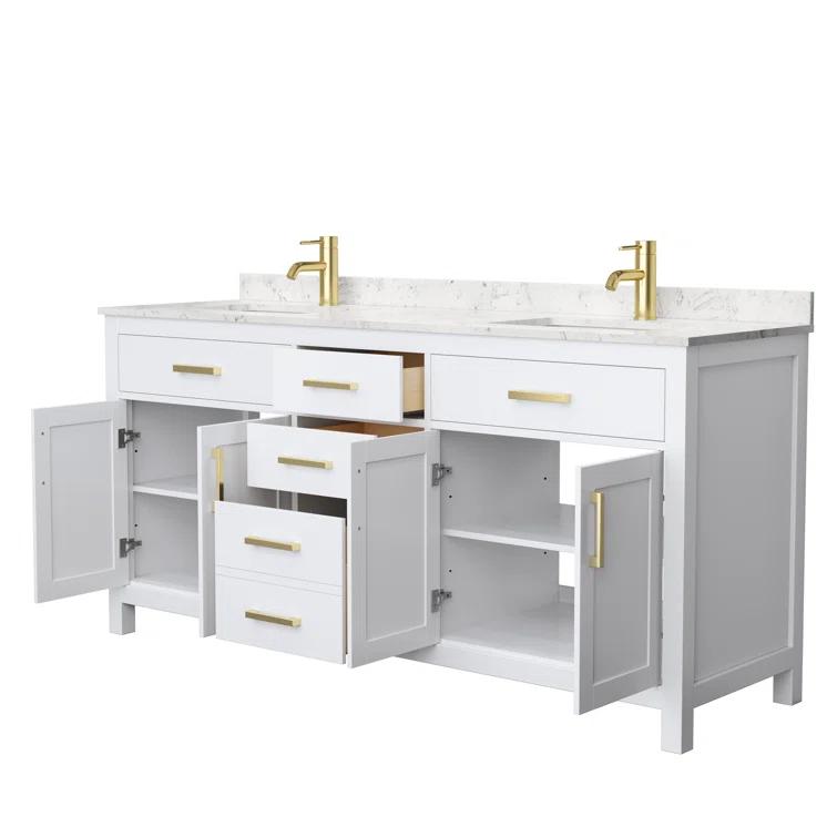 Beckett 72" Freestanding Double Bathroom Vanity with Cultured Marble Top