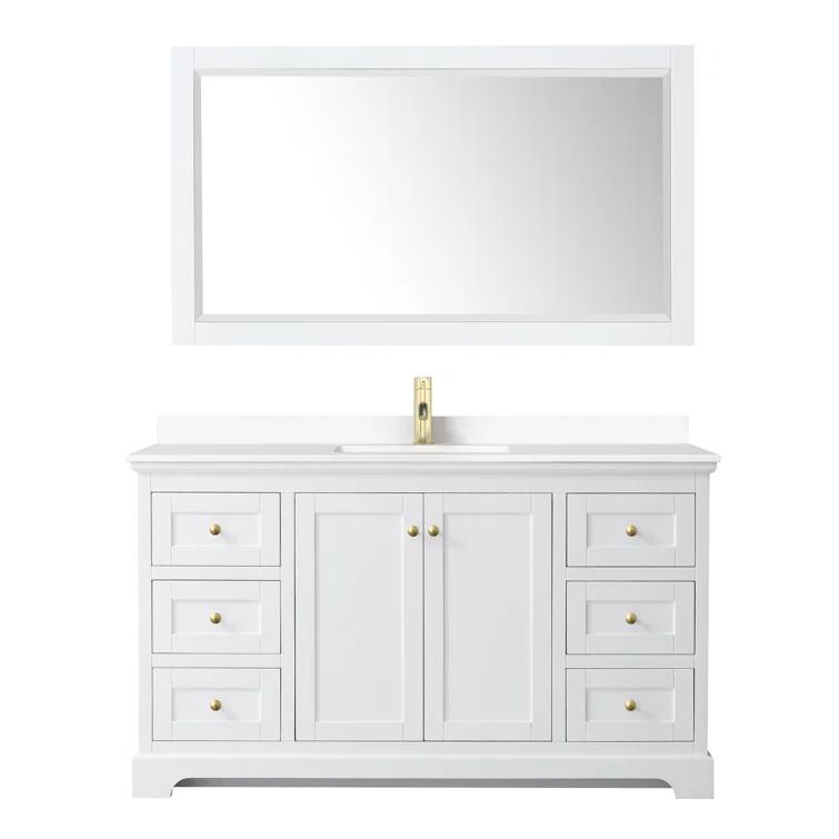 Wyndham Collection Avery 60'' Single Bathroom Vanity with Marble Top with Mirror