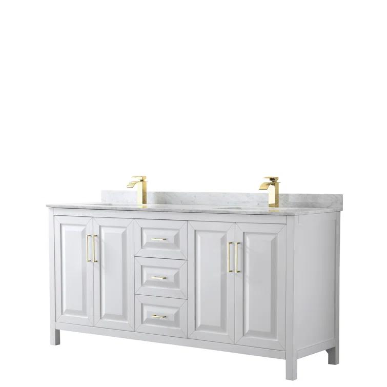 Wyndham Collection Daria 72'' Double Bathroom Vanity with Carrara Marble Top