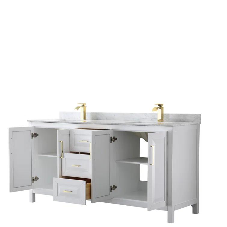 Wyndham Collection Daria 72'' Double Bathroom Vanity with Carrara Marble Top