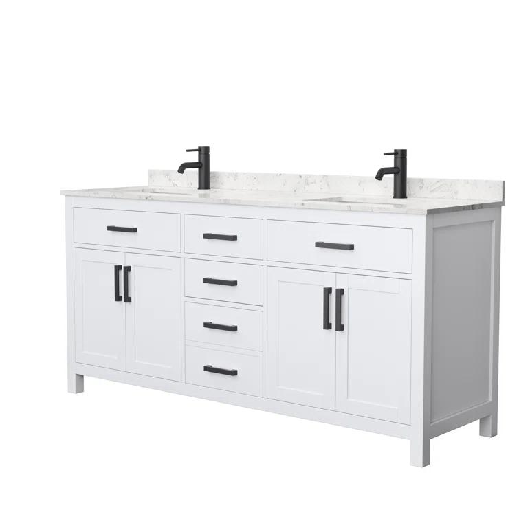 Beckett 72" Freestanding Double Bathroom Vanity with Cultured Marble Top