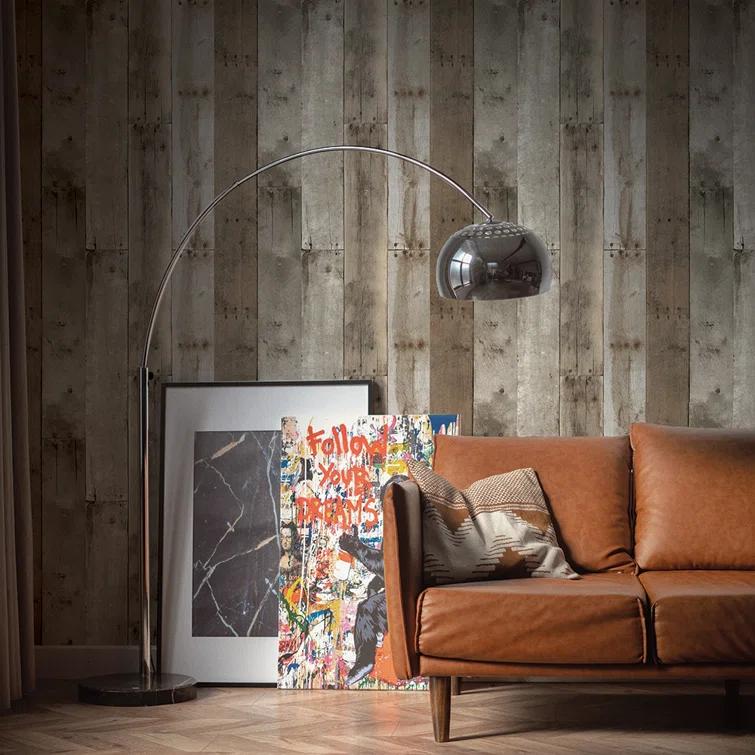 Tempaper Repurposed Wood Weathered Peel and Stick Wallpaper, 20.5" x 16.5'