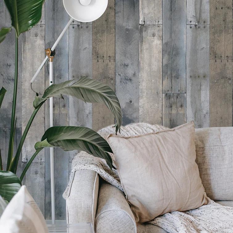 Tempaper & Co.® Repurposed Wood Removable Peel and Stick Wallpaper, 28 sq ft: Vinyl Self-Adhesive Blue Wood Grain