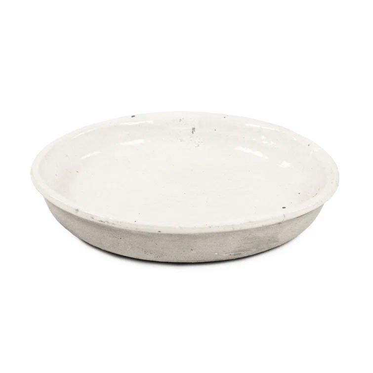 Distressed White Round Stoneware Decorative Plate, 18"