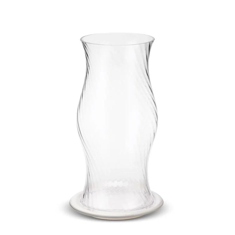 Small Cream Ceramic Base Glass Hurricane Lamp