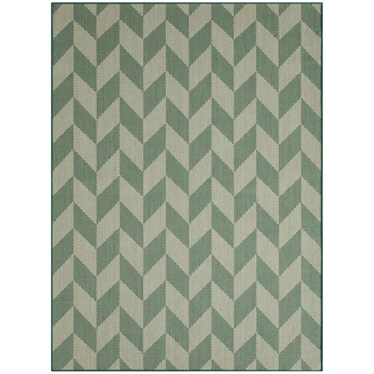 NICOLE MILLER NEW YORK Patio Country Calla Herringbone Indoor/Outdoor Area Rug, Beige/Green