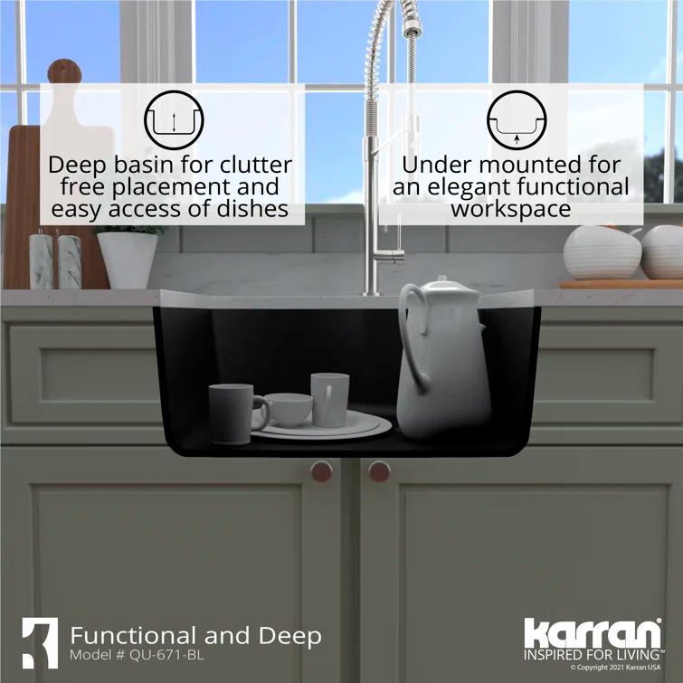 Karran Undermount Quartz Composite 24'' X 20-3/4'' Single Bowl Kitchen Sink
