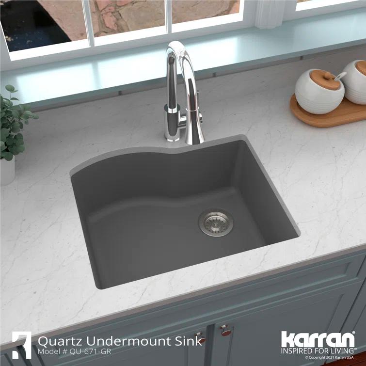 Karran Undermount Quartz Composite 24'' X 20-3/4'' Single Bowl Kitchen Sink