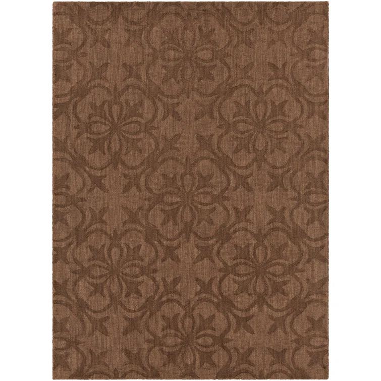 Rekha Patterned Tranditional Brown Area Rug