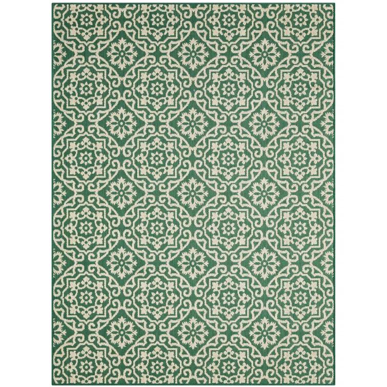 NICOLE MILLER NEW YORK Patio Country Danica Geometric Indoor/Outdoor Area Rug, Green/Beige