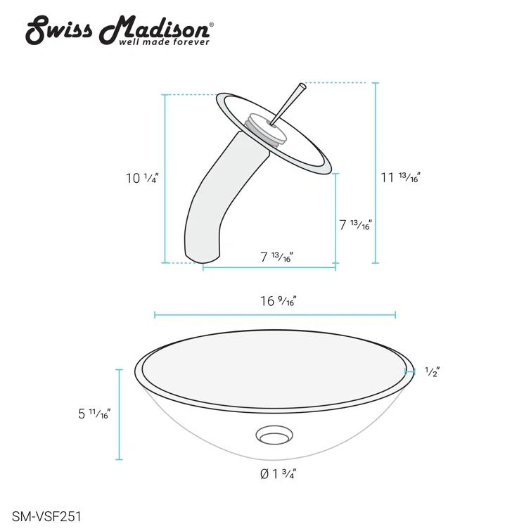 Cascade 16.5 Glass Vessel Sink with Faucet