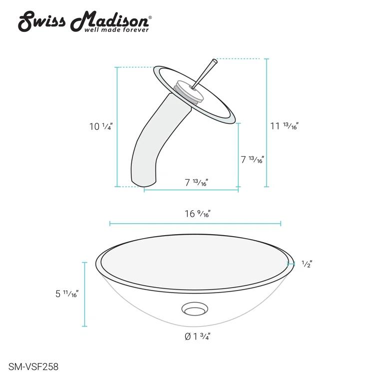 Cascade 16.5 Glass Vessel Sink with Faucet