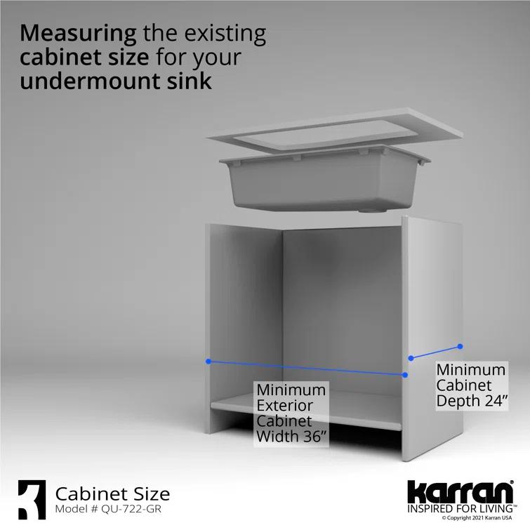 Karran Karran Undermount Quartz Composite 33-1/2'' X 21'' Single Bowl Kitchen Sink QU-722-GR
