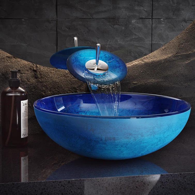 Cascade 16.5 Glass Vessel Sink with Faucet