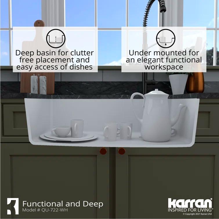Karran Karran Undermount Quartz Composite 33-1/2'' X 21'' Single Bowl Kitchen Sink QU-722-WH