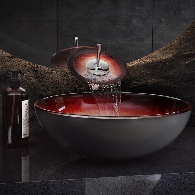 Cascade 16.5 Glass Vessel Sink with Faucet