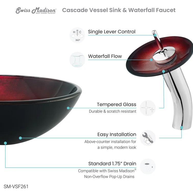 Cascade 16.5 Glass Vessel Sink with Faucet