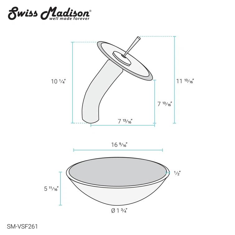 Cascade 16.5 Glass Vessel Sink with Faucet