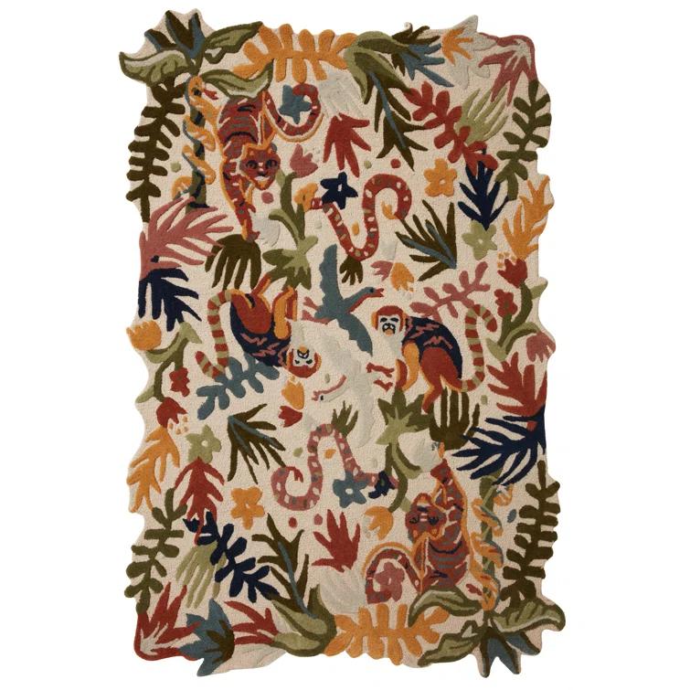 Optimism Ivory/Fiesta 5' x 7' Hand-Tufted Wool Rectangular Rug
