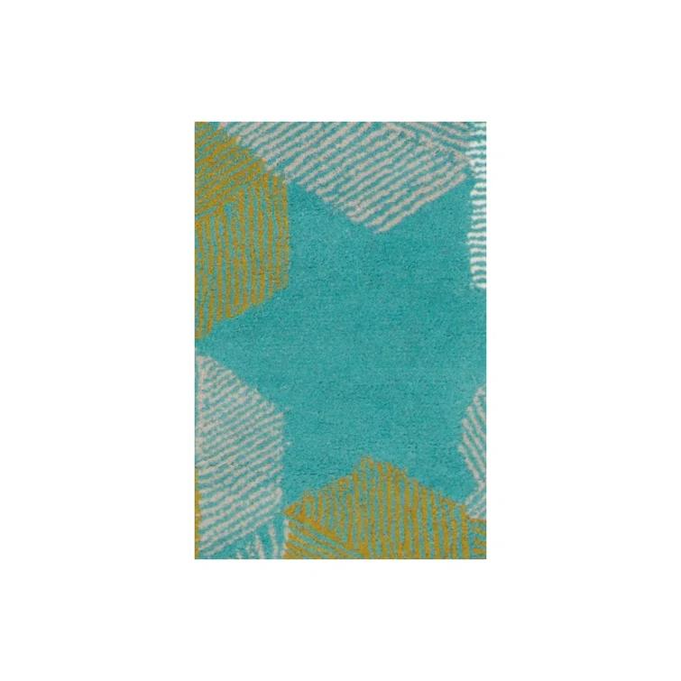 Handmade White Tufted Wool and Viscose 5' x 7' Rug