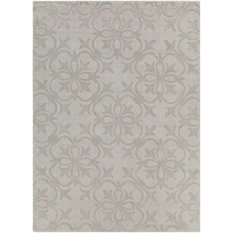 Rekha Geometric Handmade Wool Gray Area Rug