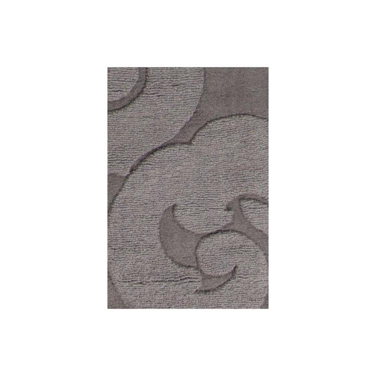 Raya Damask Handmade Tufted Wool Charcoal Area Rug