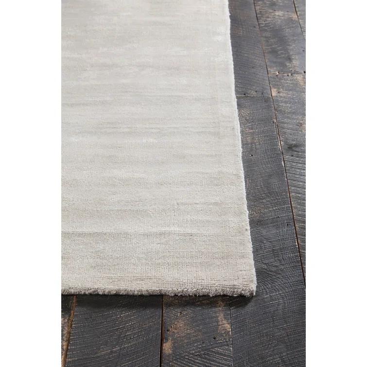 Ivory Rectangular Hand-Woven Wool Blend Area Rug 5' x 7'