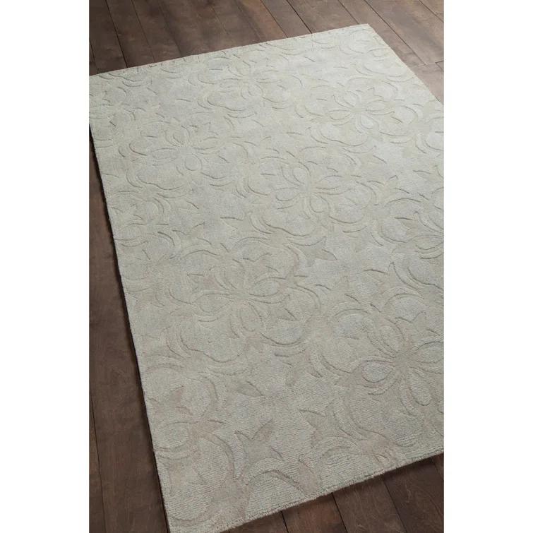 Rekha Geometric Handmade Wool Gray Area Rug