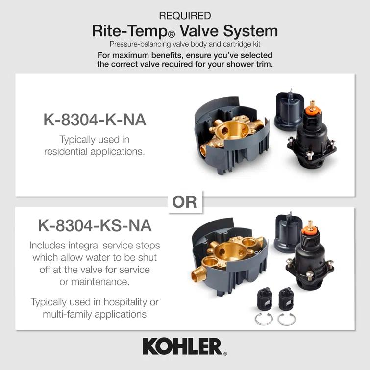 Pitch Rite-Temp Shower Trim Set, Less Showerhead