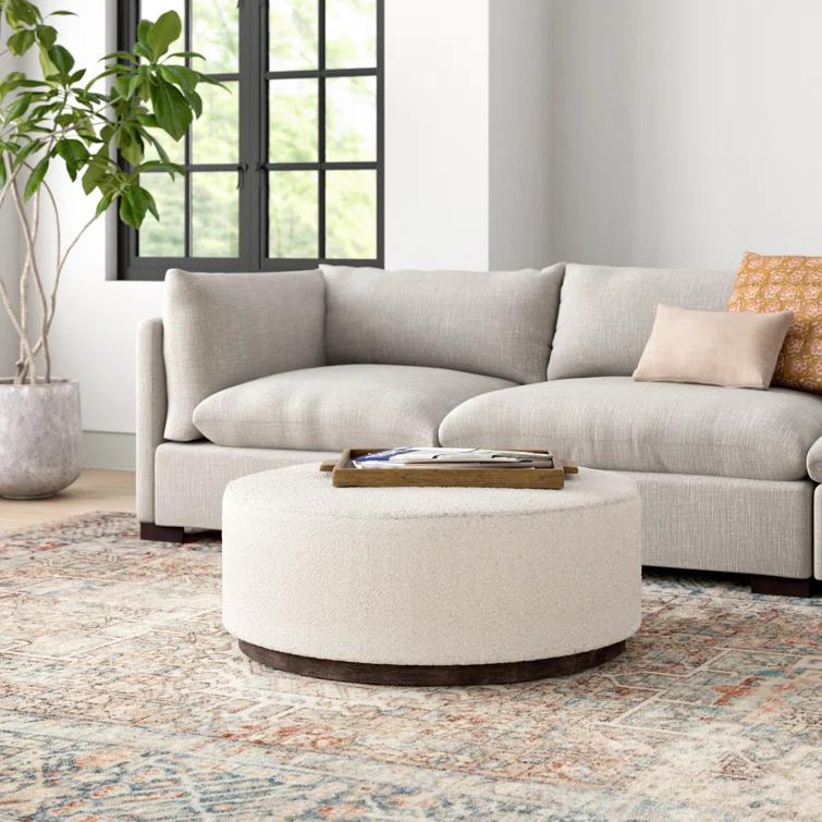 Aldora Round Ottoman - Natural Boucle